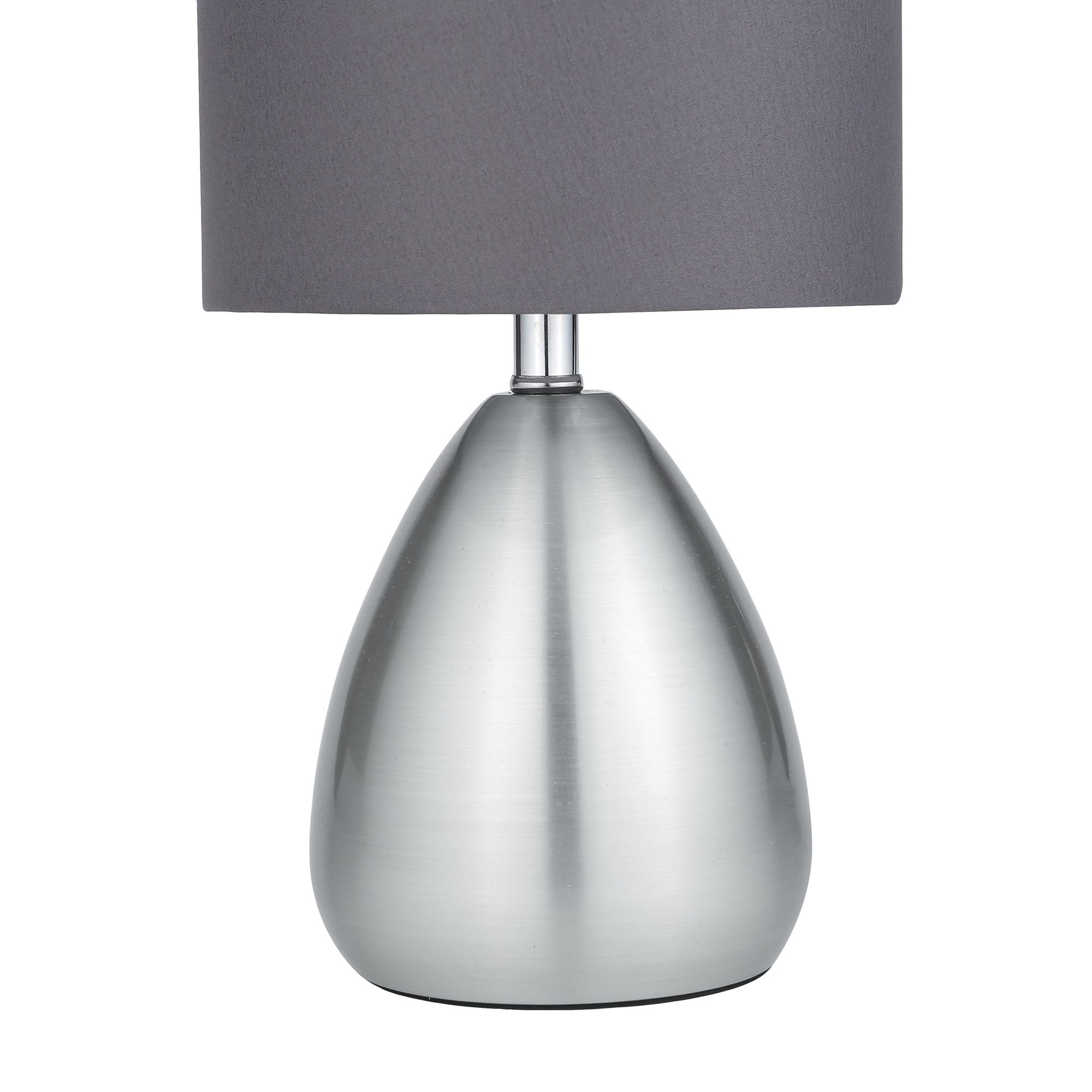 Classic Brushed Satin Grey Chrome effect Eco halogen Table lamp, Pack of 2