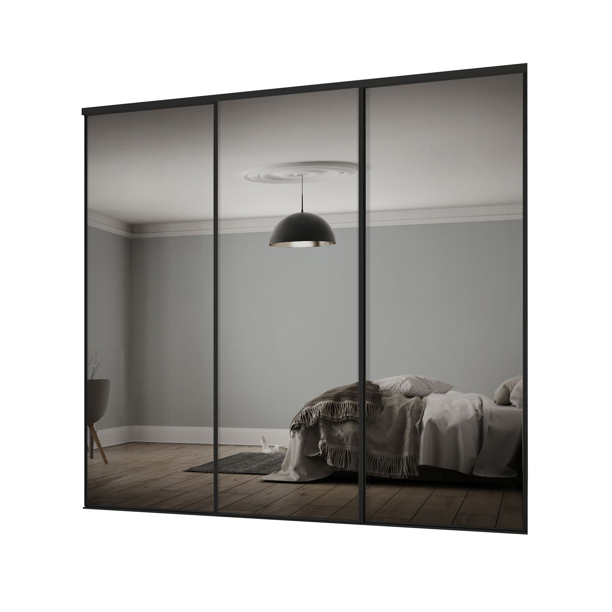 Classic Mirrored 3 Door Sliding Wardrobe Door Kit (H)2260mm (W)2216mm ...