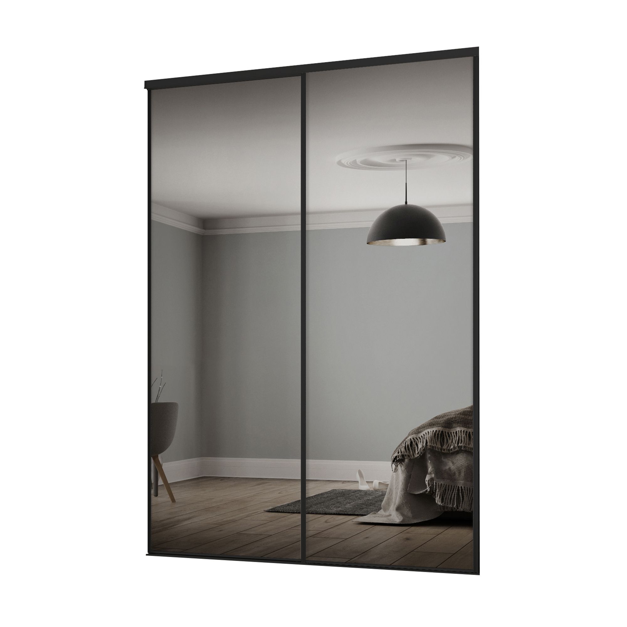 Black framed deals mirror wardrobe doors