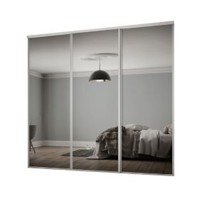 Classic Mirrored White 3 door Sliding Wardrobe Door kit (H)2260mm (W)2672mm