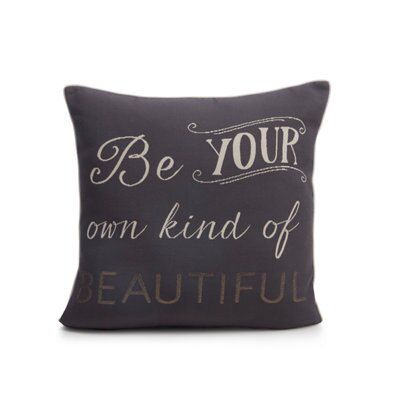 Grey slogan cushion hotsell