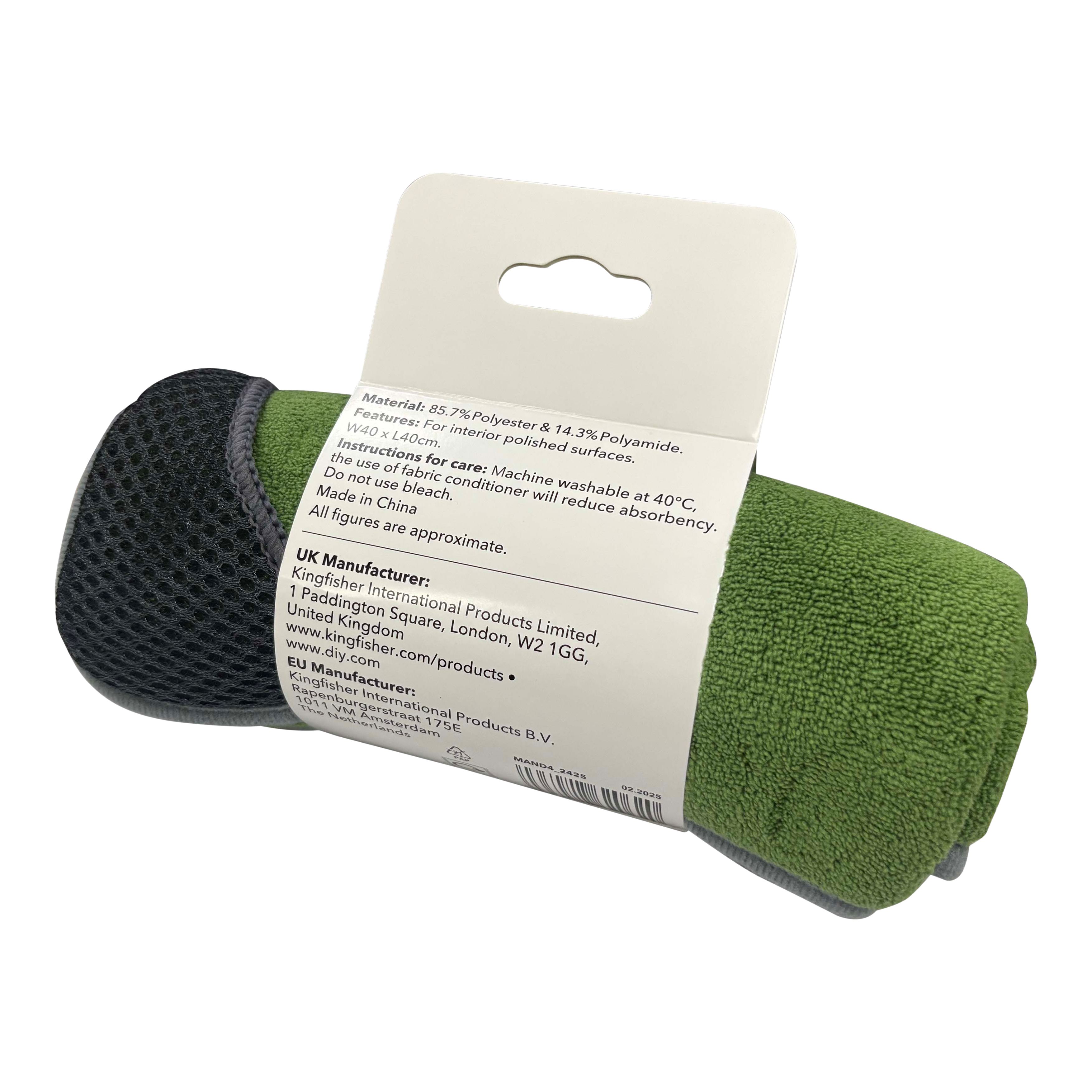 Clean Green & grey Polyester (PES) Cleaning cloth