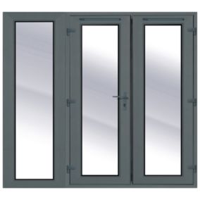 Clear Double glazed Grey uPVC External French Door set, (H)2090mm (W)2090mm