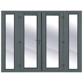 Clear Double glazed Grey uPVC External French Door set, (H)2090mm (W)2090mm