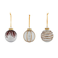Clear Fabric & plastic Bauble, Set of 3