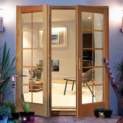 Clear Glazed External Door set, (H)2105mm (W)1200mm