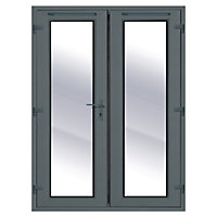 Clear Glazed Grey uPVC External French Door set, (H)2090mm (W)1190mm