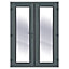 Clear Glazed Grey uPVC External French Door set, (H)2090mm (W)1790mm