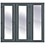 Clear Glazed Grey uPVC External French Door set, (H)2090mm (W)2090mm