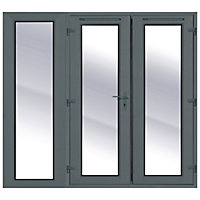 Clear Glazed Grey uPVC External French Door set, (H)2090mm (W)2390mm