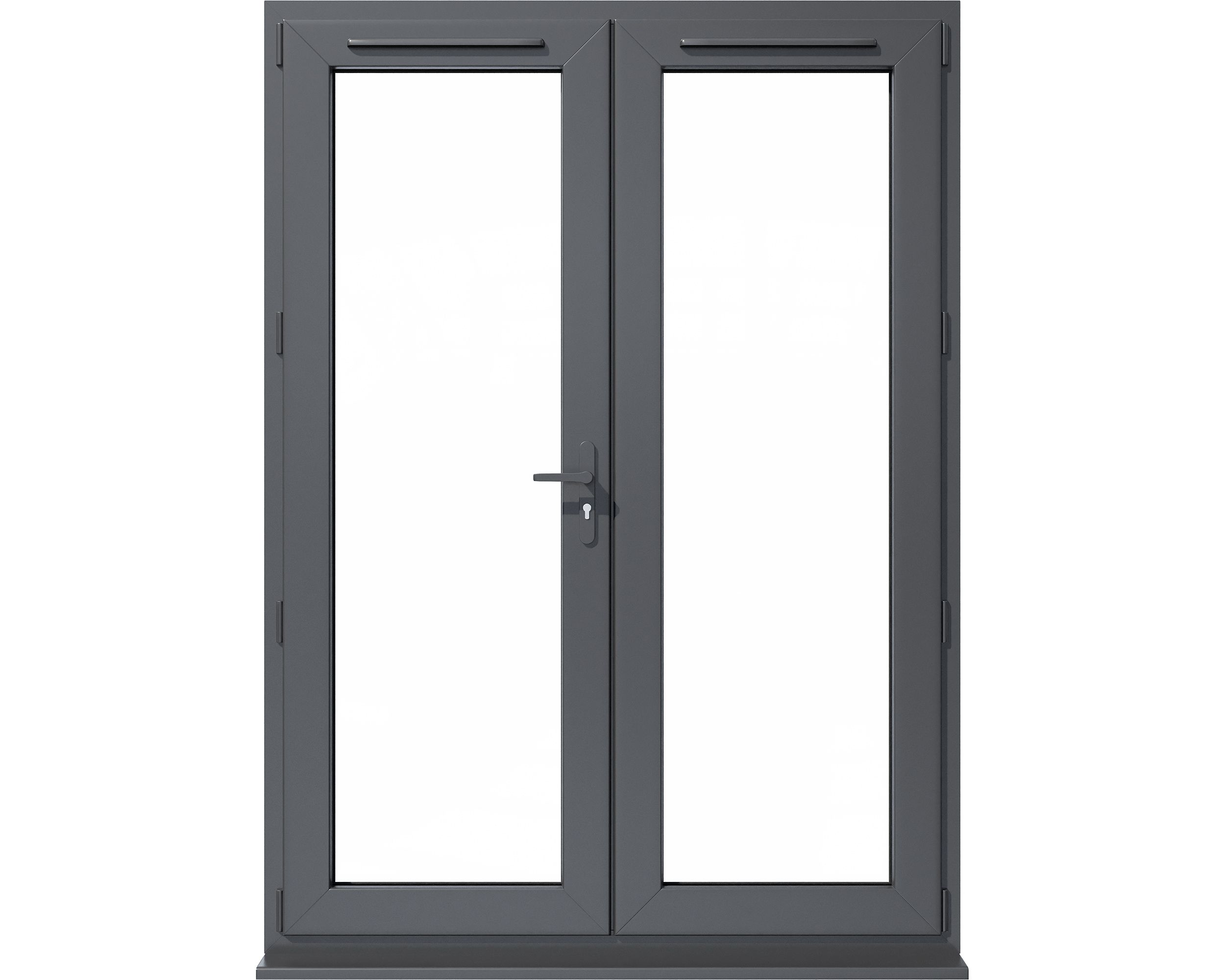 Clear Glazed Grey uPVC French Door set with 2 panes, (H)2090mm (W)1490mm