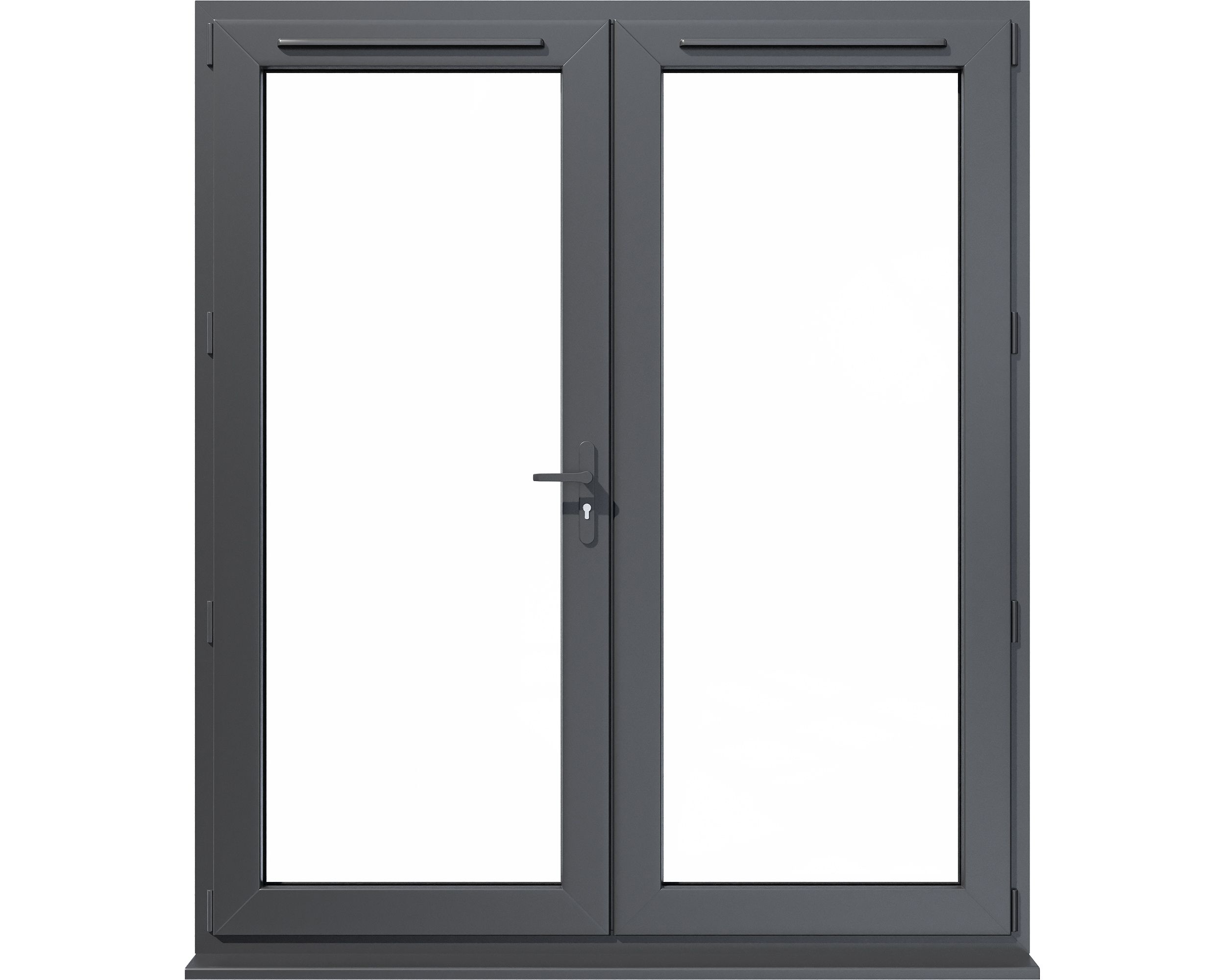 Clear Glazed Grey uPVC French Door set with 2 panes, (H)2090mm (W)1790mm