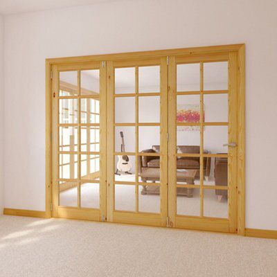 Clear Glazed Internal Folding Door set, (H)2035mm (W)2146mm