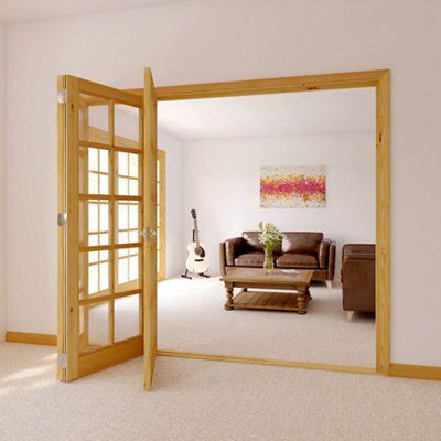 Clear Glazed Internal Folding Door set, (H)2035mm (W)2146mm