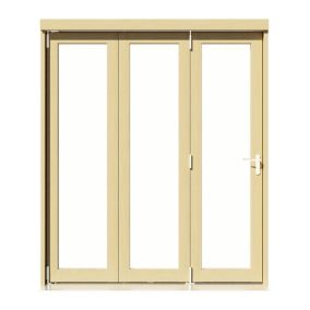 Clear Glazed Softwood Clear pine veneer External 3 Sliding Bi-fold Patio door, (H)2090mm (W)1790mm