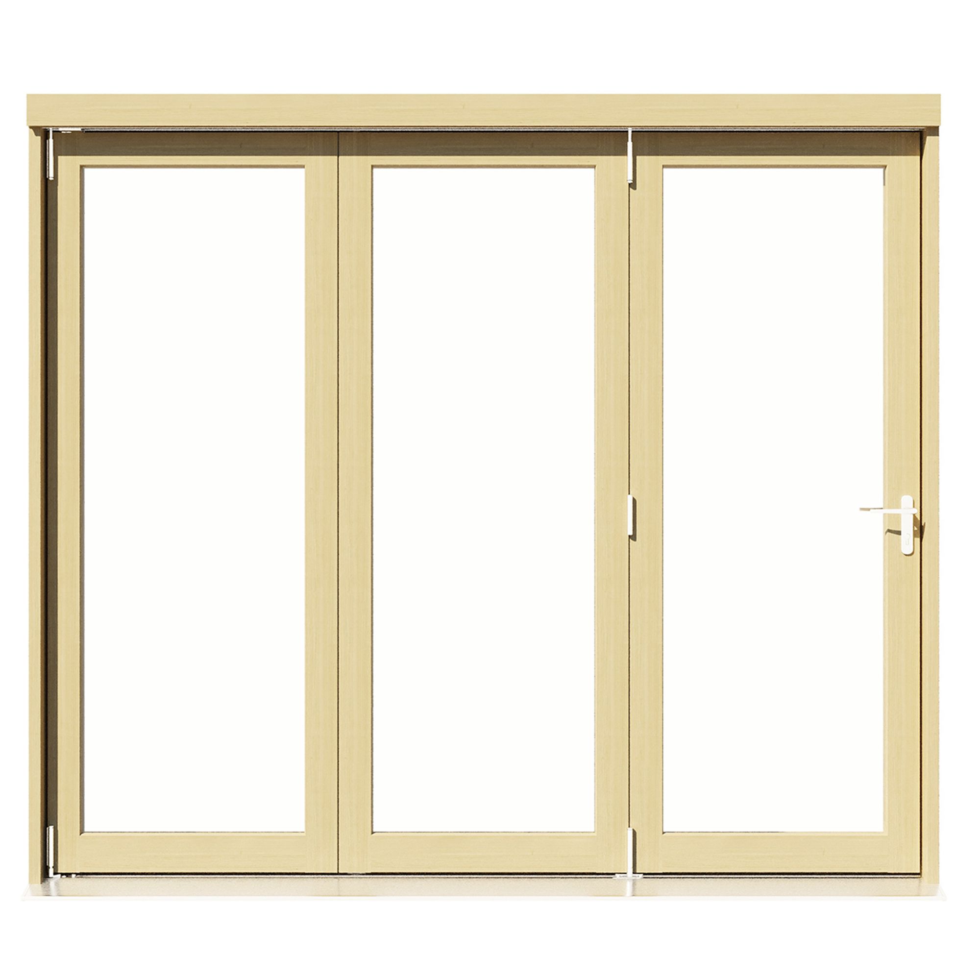 Clear Glazed Softwood Clear pine veneer External Modern 3 Bi-fold Patio door, (H)2090mm (W)2390mm