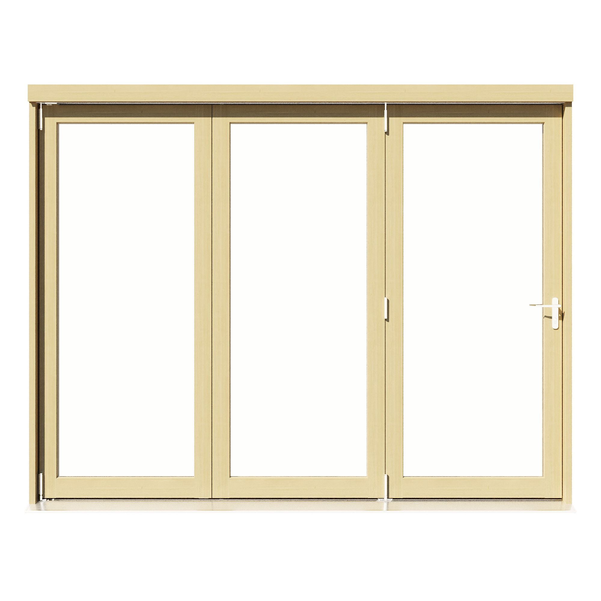 Clear Glazed Softwood Clear pine veneer External Modern 3 Bi-fold Patio door, (H)2090mm (W)2690mm