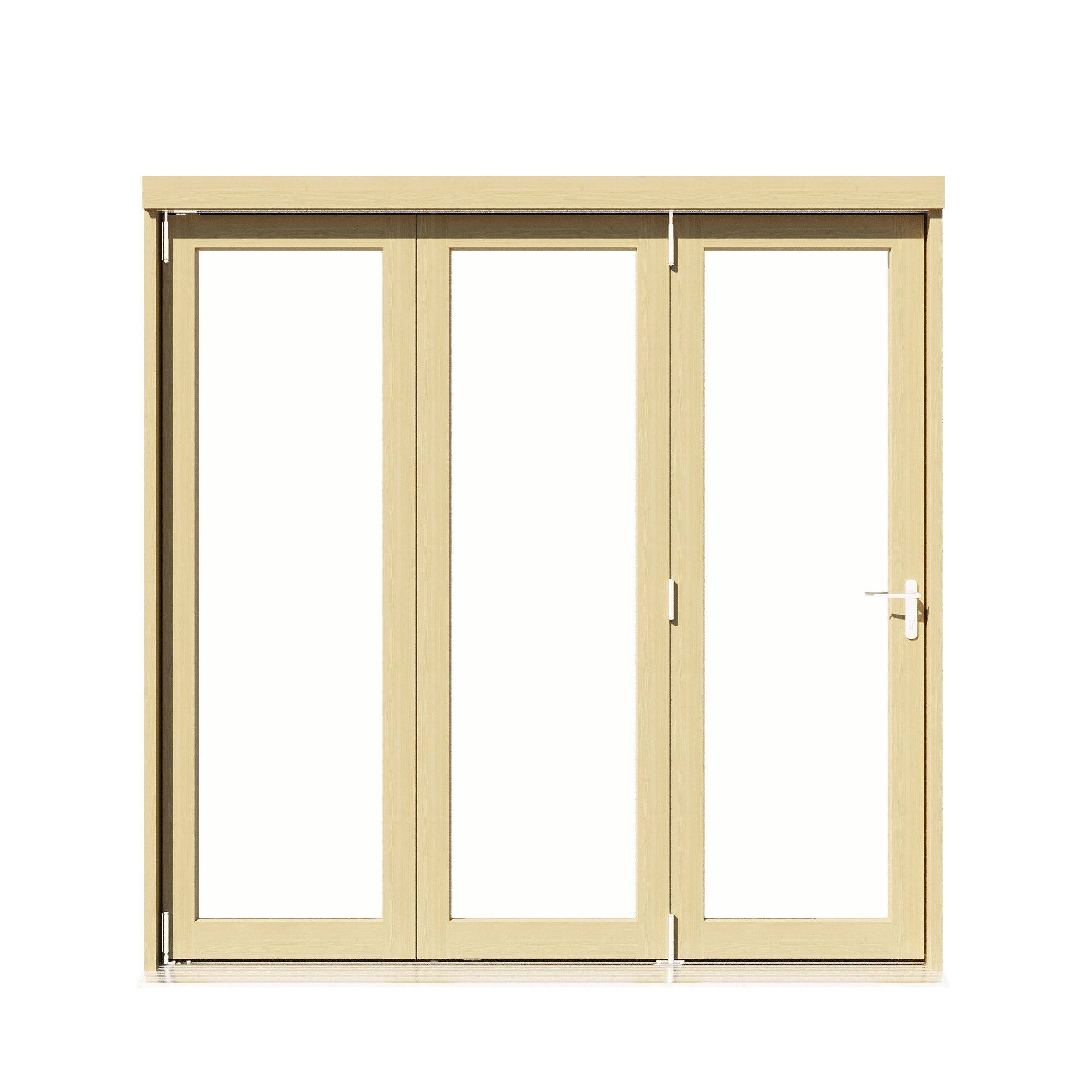 Clear Glazed Softwood Clear pine veneer External Modern 3 Sliding Bi-fold Patio door, (H)2090mm (W)2090mm