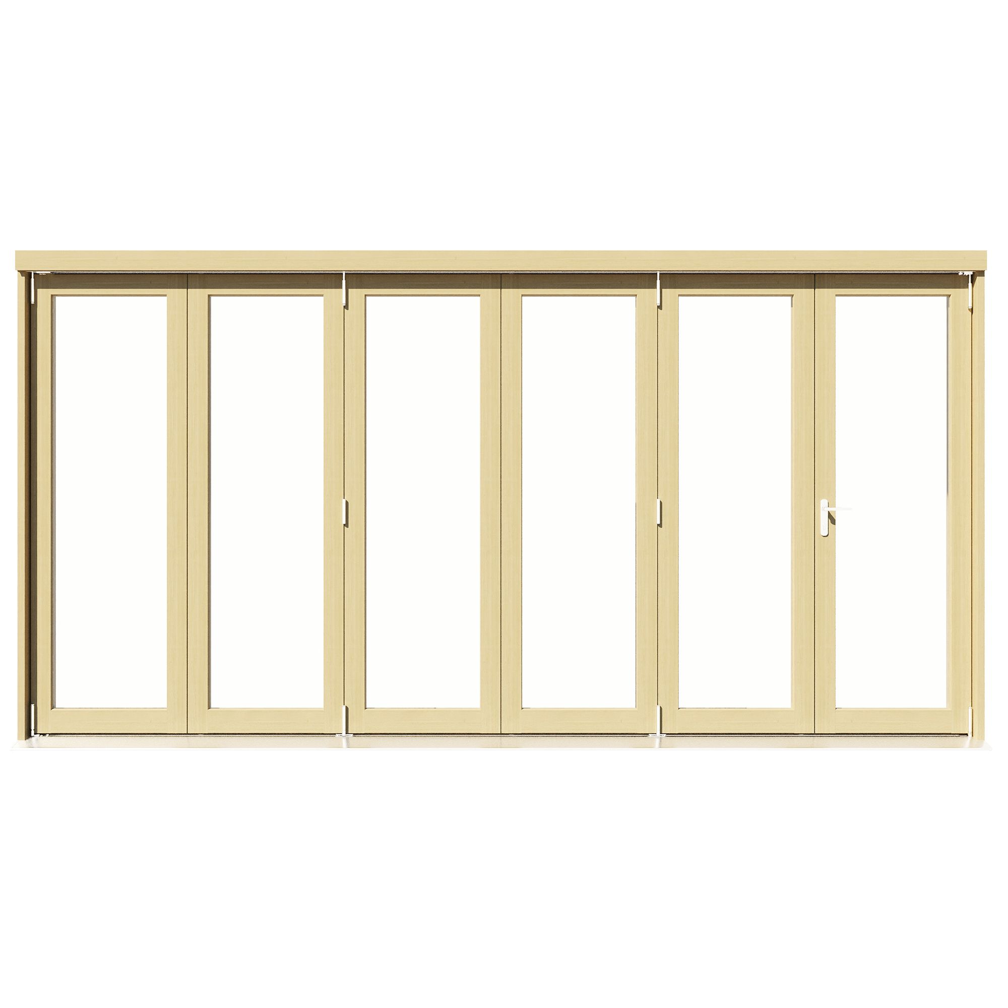 Clear Glazed Softwood Clear pine veneer External Modern 6 3L/3R Sliding Bi-fold Patio door, (H)2090mm (W)4190mm