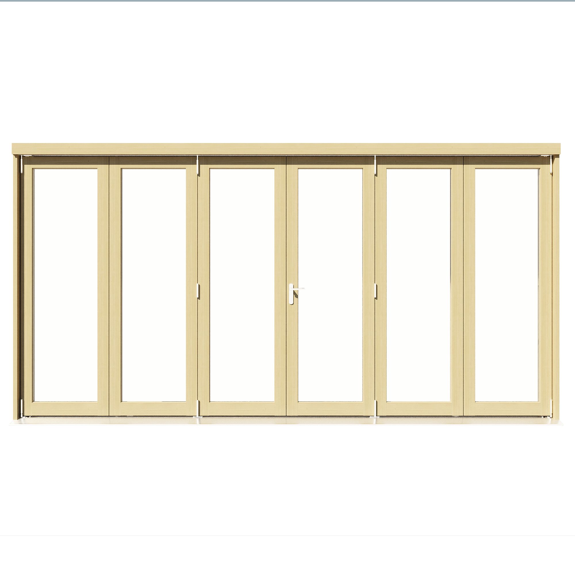 Clear Glazed Softwood Clear pine veneer External Modern 6 Bi-fold Patio door, (H)2090mm (W)4190mm