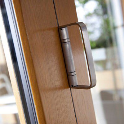 Clear Glazed Solid laminated oak Patio door, (H)2104mm (W)3004mm