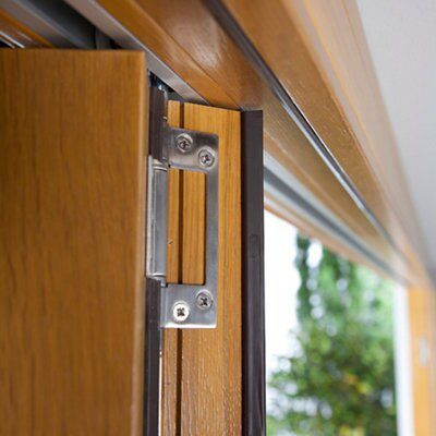 Clear Glazed Solid laminated oak Patio door, (H)2104mm (W)3004mm