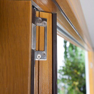 Clear Glazed Solid laminated oak Patio door, (H)2104mm (W)3604mm