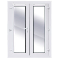 Clear Glazed White uPVC External French Door set, (H)2090mm (W)1490mm