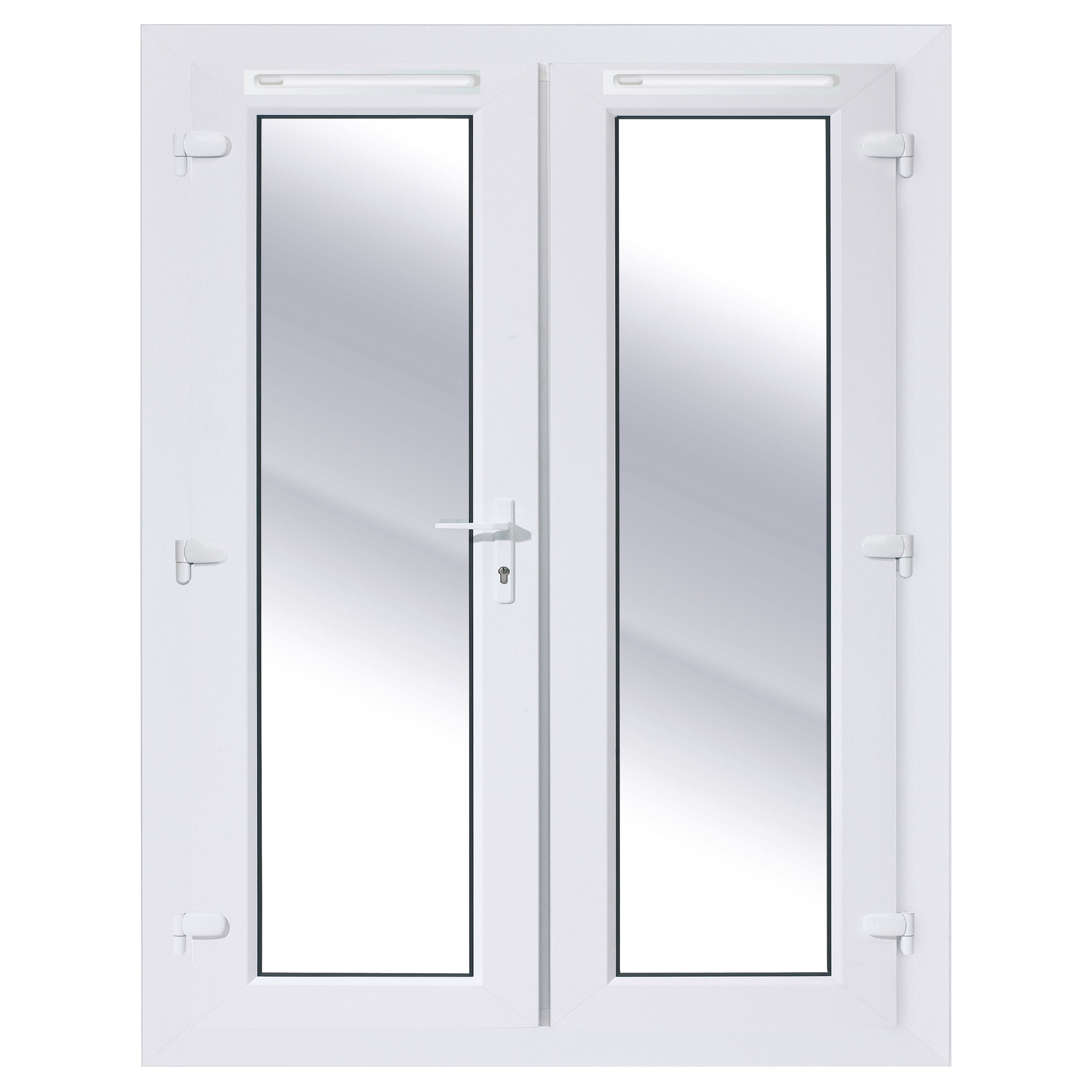 Clear Glazed White uPVC External French Door set, (H)2090mm (W)1490mm