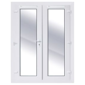 Clear Glazed White uPVC External French Door set, (H)2090mm (W)1490mm
