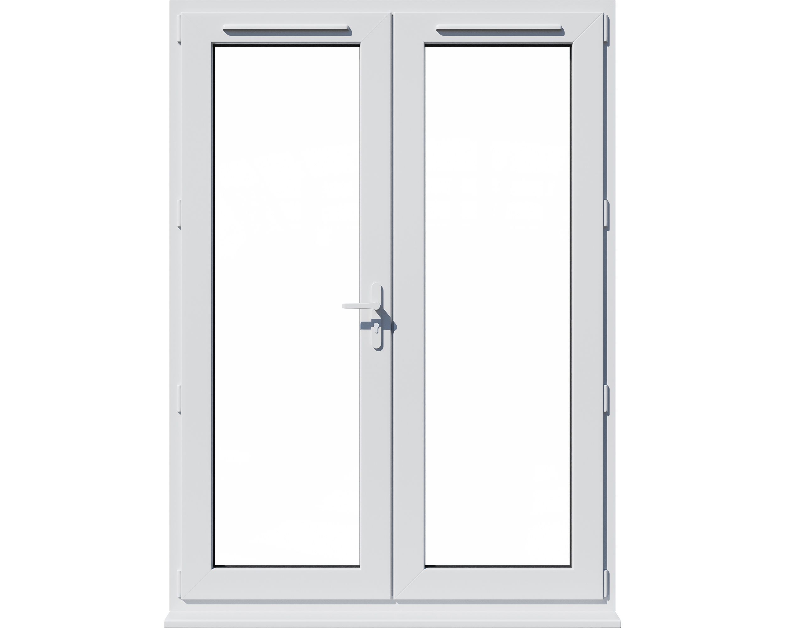 Clear Glazed White uPVC French Door set with 2 panes, (H)2090mm (W)1490mm