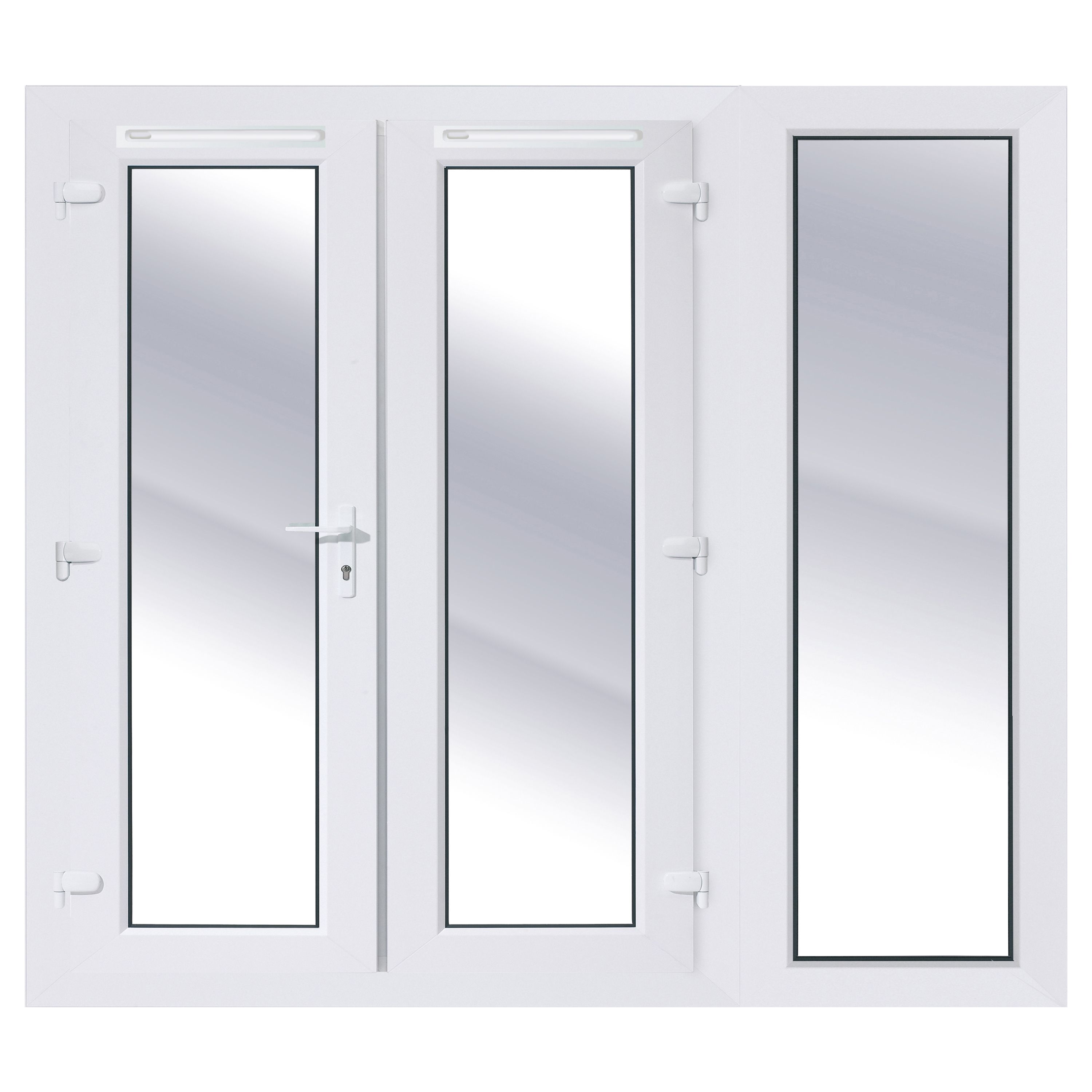Clear Glazed White uPVC French Door set with 3 panes, (H)2090mm (W)1790mm External