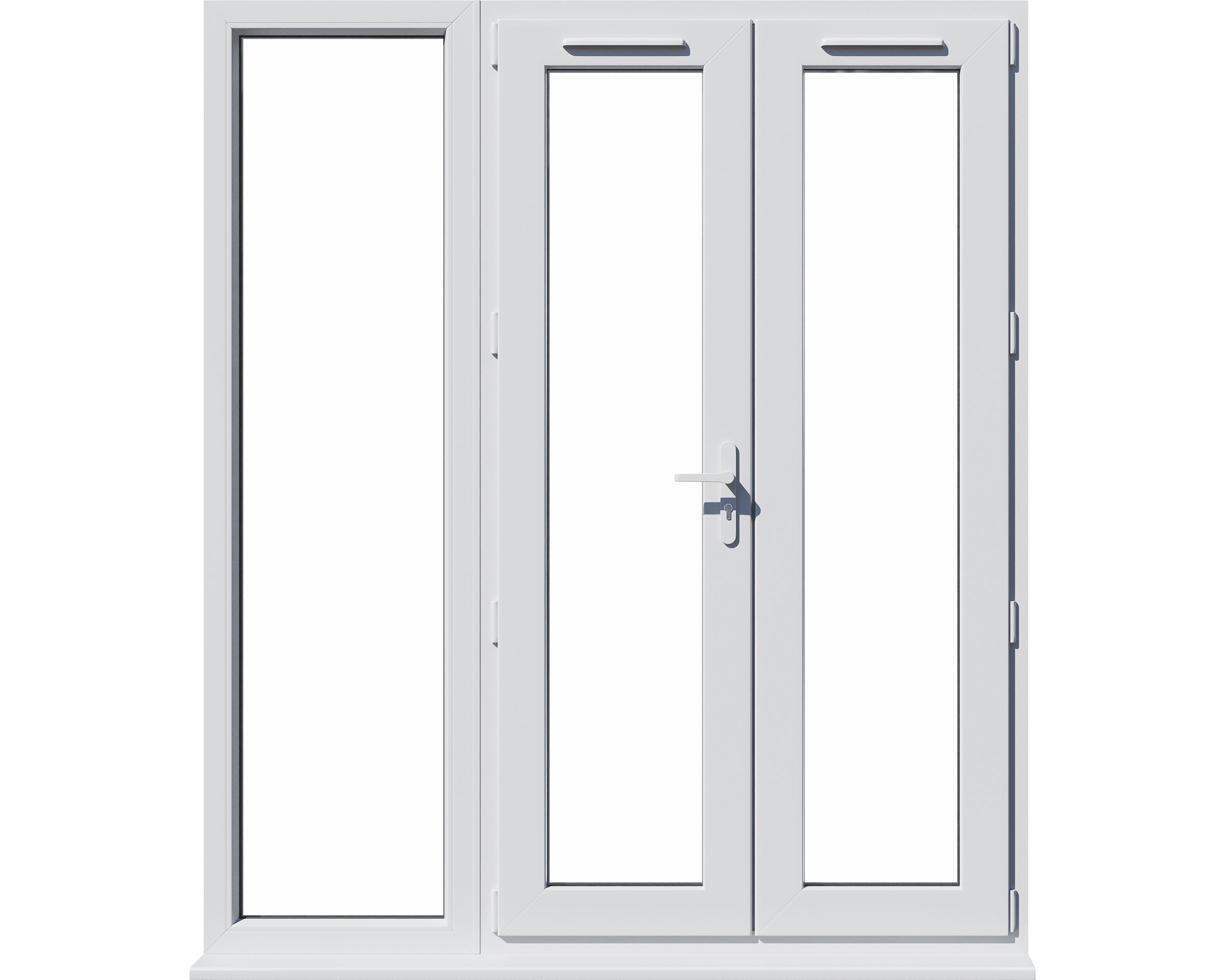 Clear Glazed White uPVC French Door set with 3 panes, (H)2090mm (W)1790mm