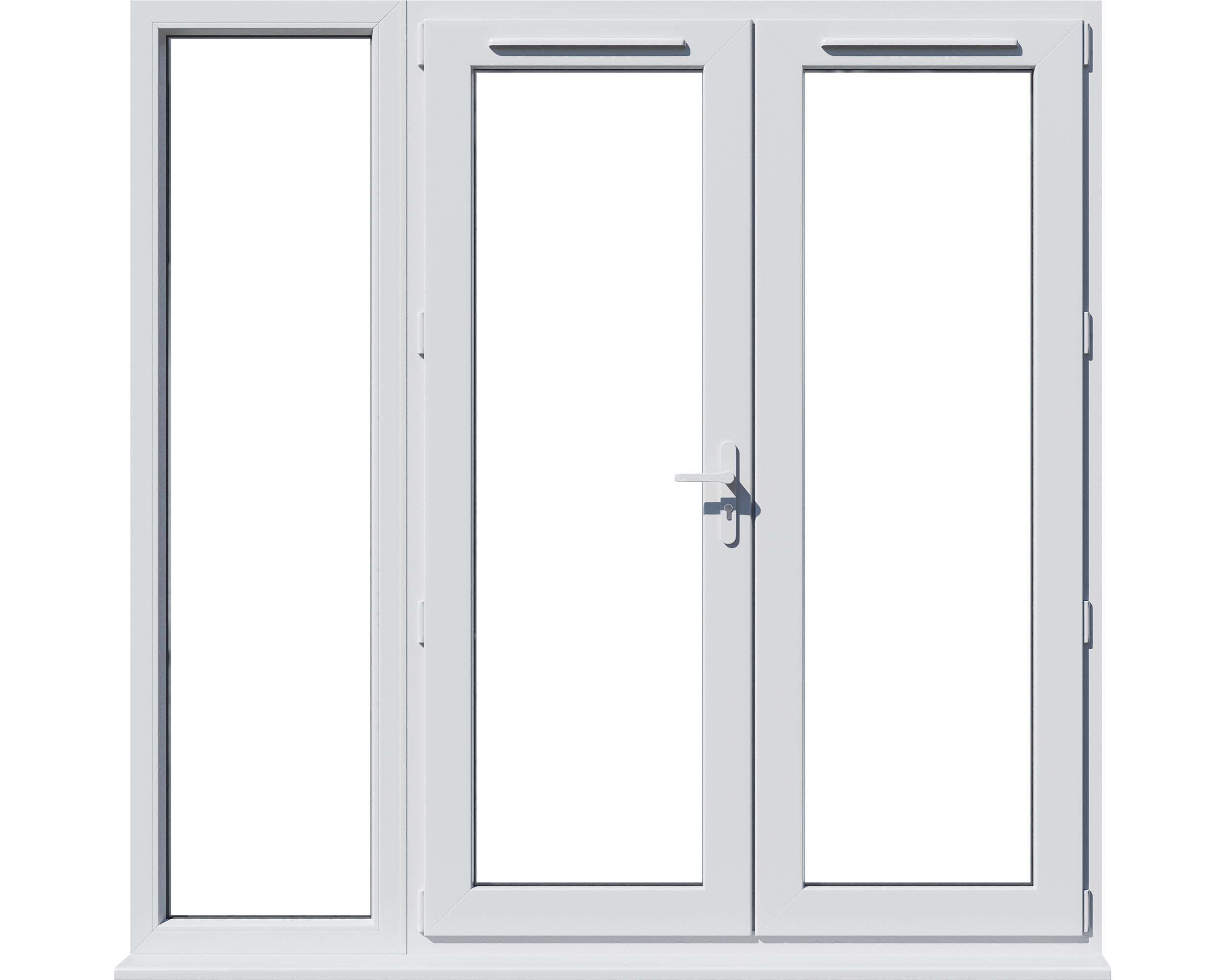 Clear Glazed White uPVC French Door set with 3 panes, (H)2090mm (W)2090mm