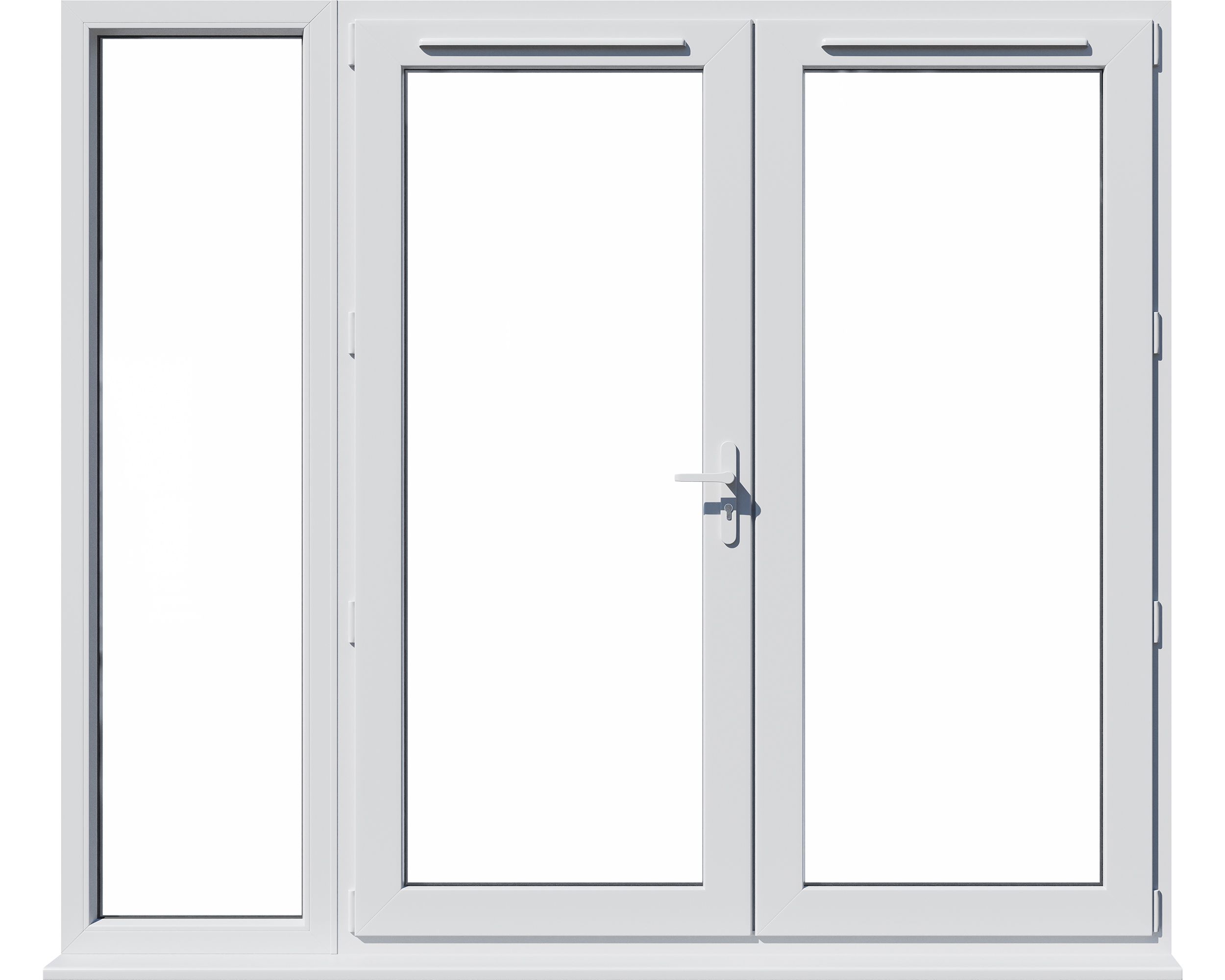 Clear Glazed White uPVC French Door set with 3 panes, (H)2090mm (W)2390mm