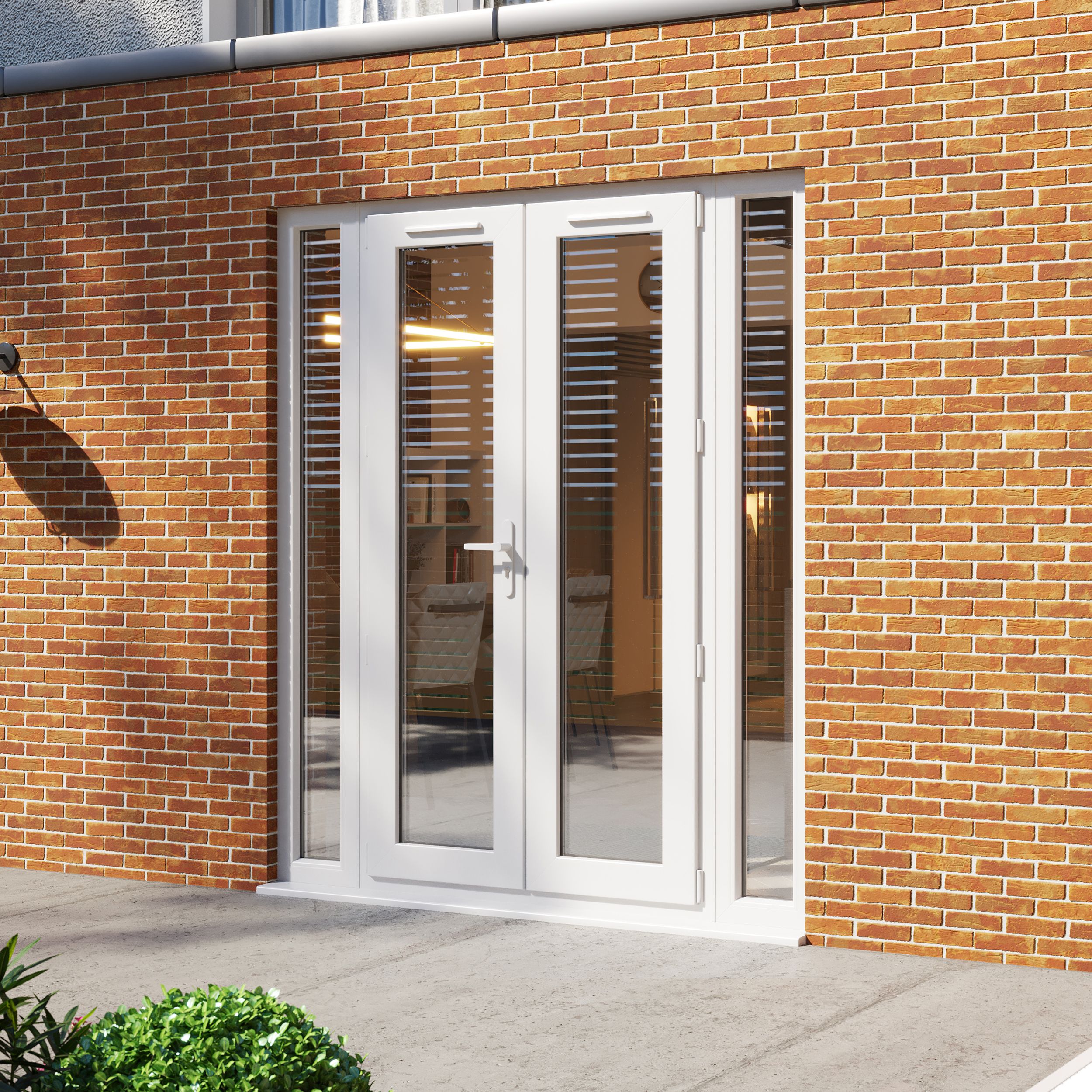 Clear Glazed White uPVC French Door set with 4 panes, (H)2090mm (W)1790mm