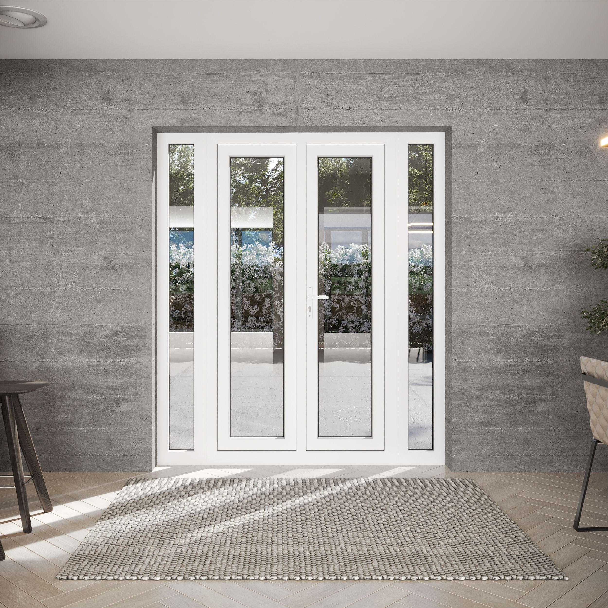 Clear Glazed White uPVC French Door set with 4 panes, (H)2090mm (W)1790mm