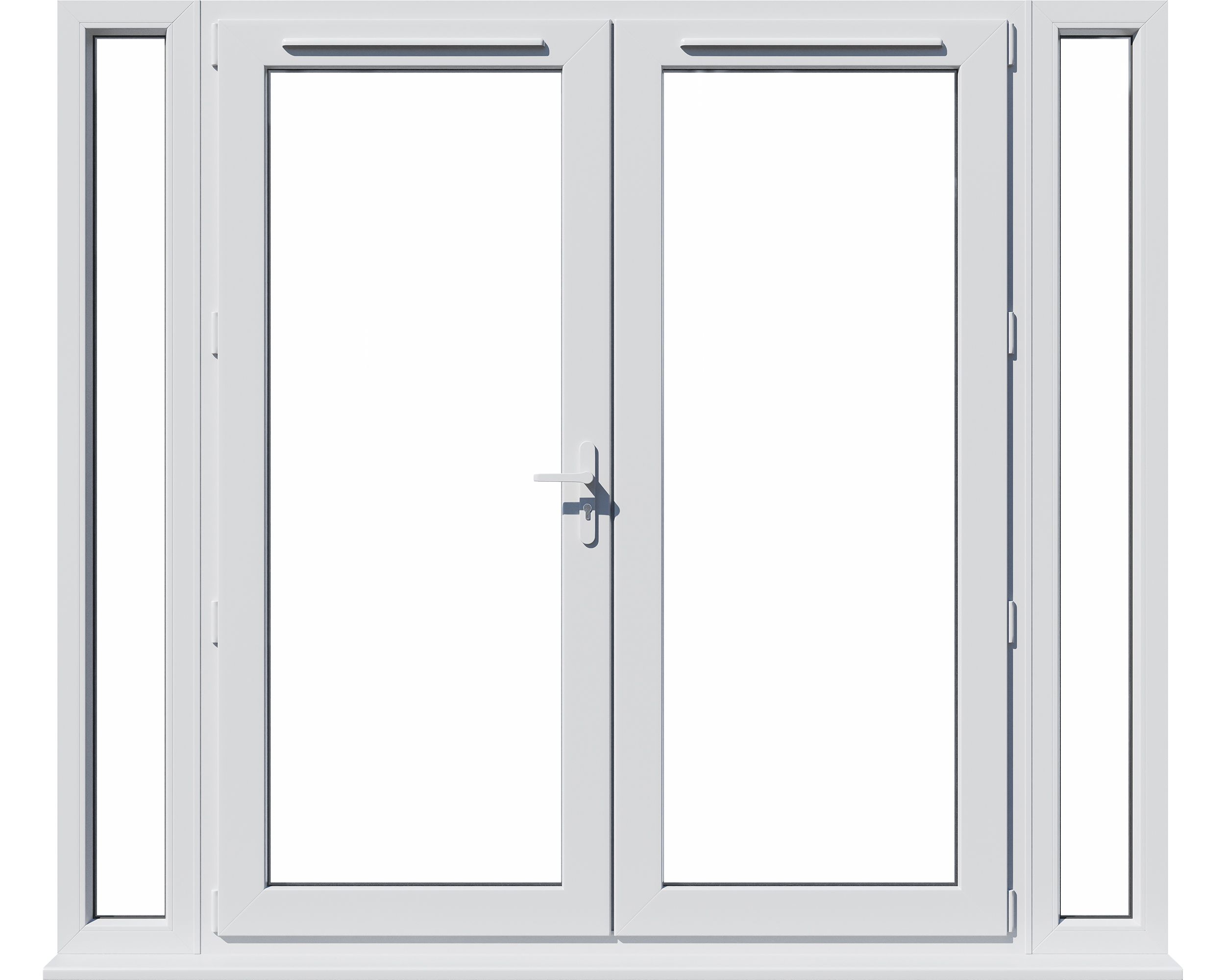 Clear Glazed White uPVC French Door set with 4 panes, (H)2090mm (W)2090mm