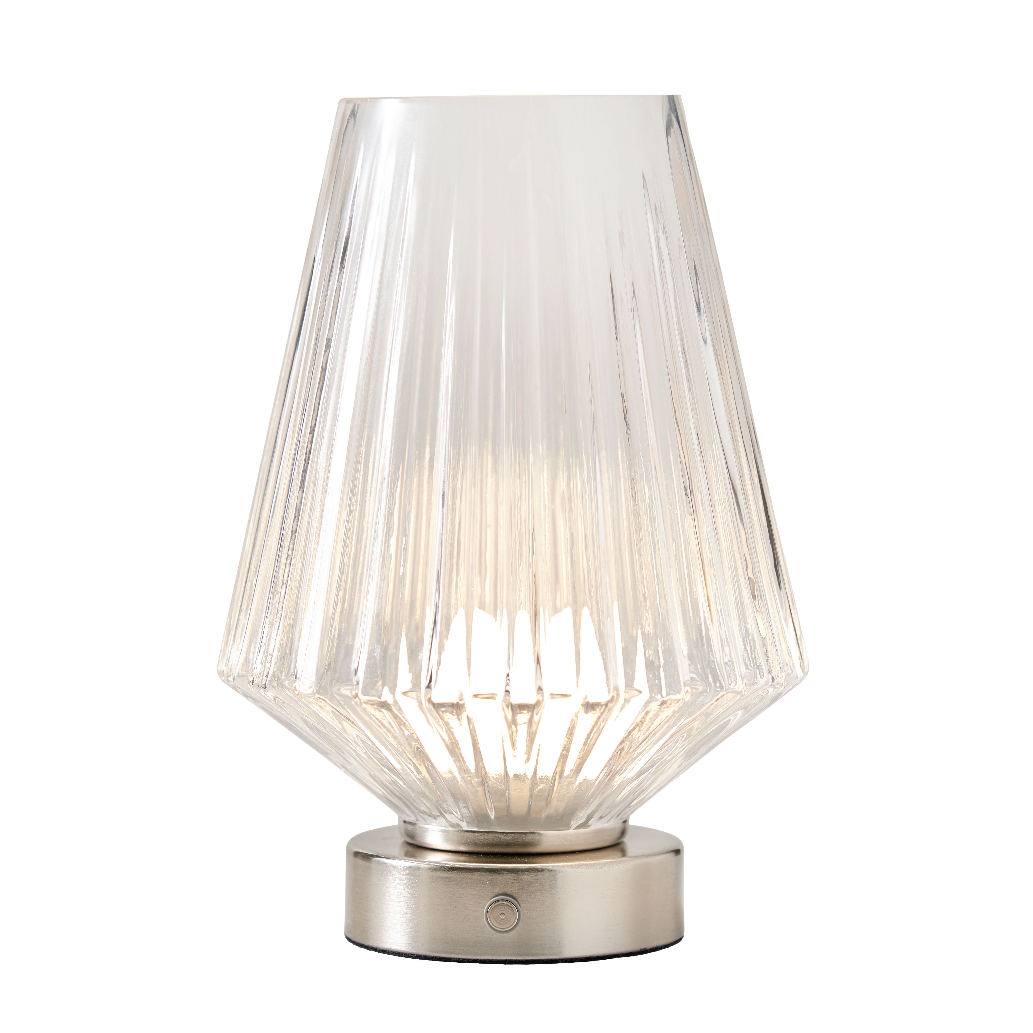 Clear LED Battery-powered Ribbed Table lamp