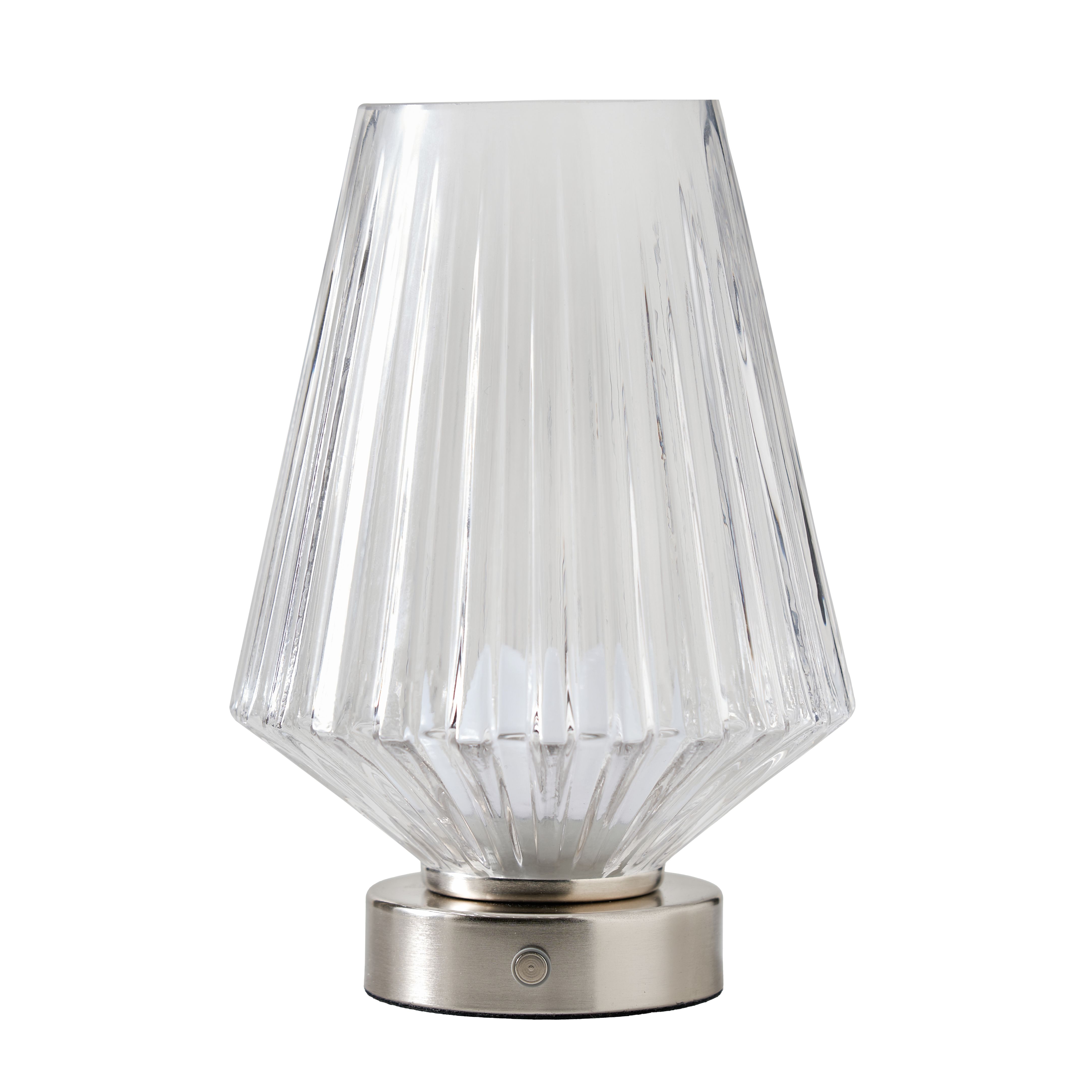 Clear LED Battery-powered Ribbed Table lamp