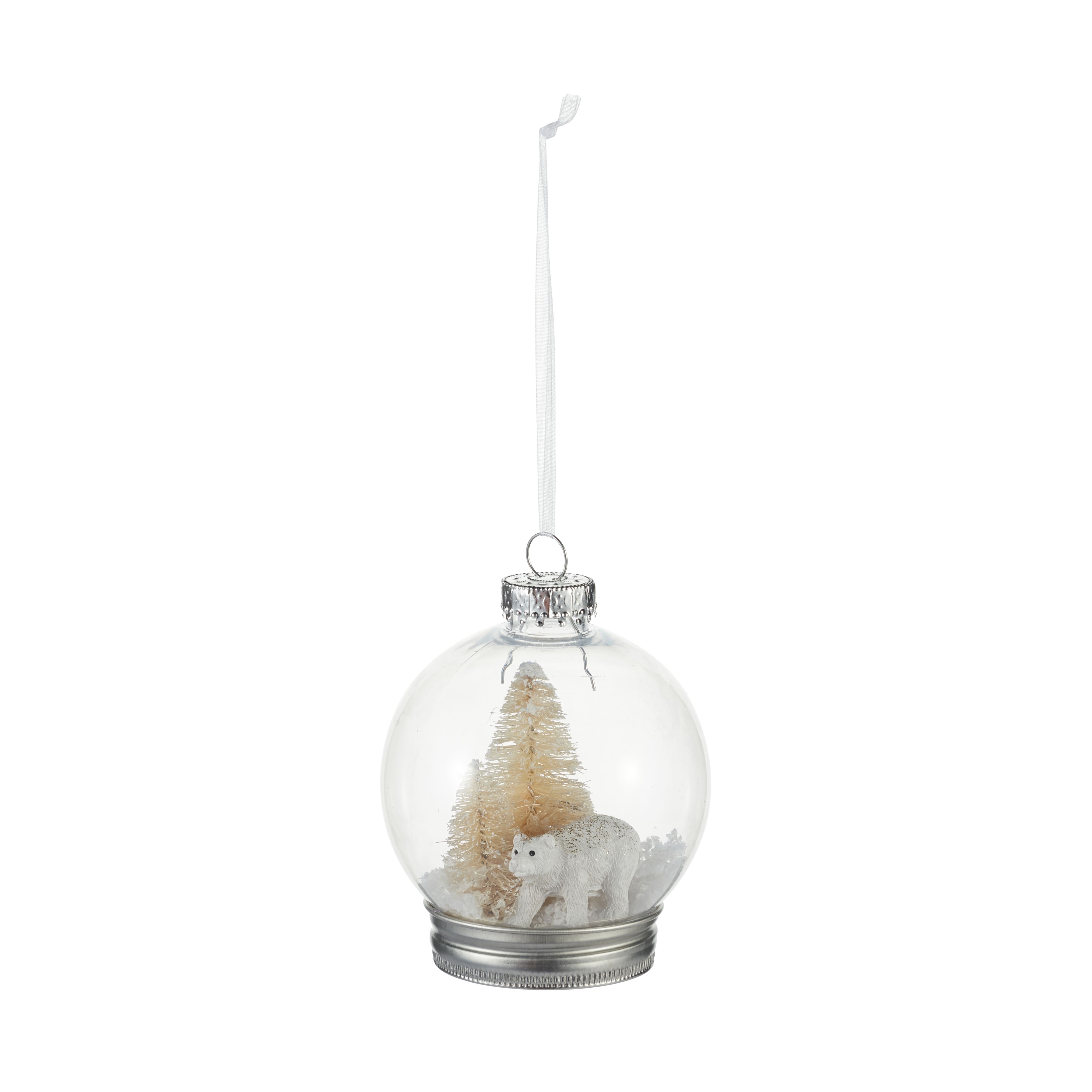 Clear Plastic & resin Polar bear globe Hanging ornament | DIY at B&Q