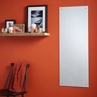 Clear Rectangular Frameless Unframed mirror (H)120cm (W)45cm