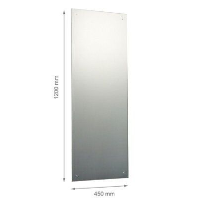 Clear Rectangular Frameless Unframed mirror (H)120cm (W)45cm