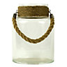 Clear Rope wrapped Glass & rope Hurricane lantern, Small