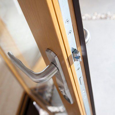 Clear Solid laminated oak Patio door, (H)2104mm (W)3004mm
