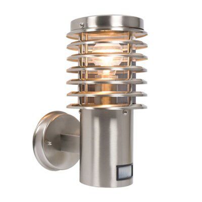 Clipper Adjustable Chrome effect Halogen PIR Outdoor Wall light 60W