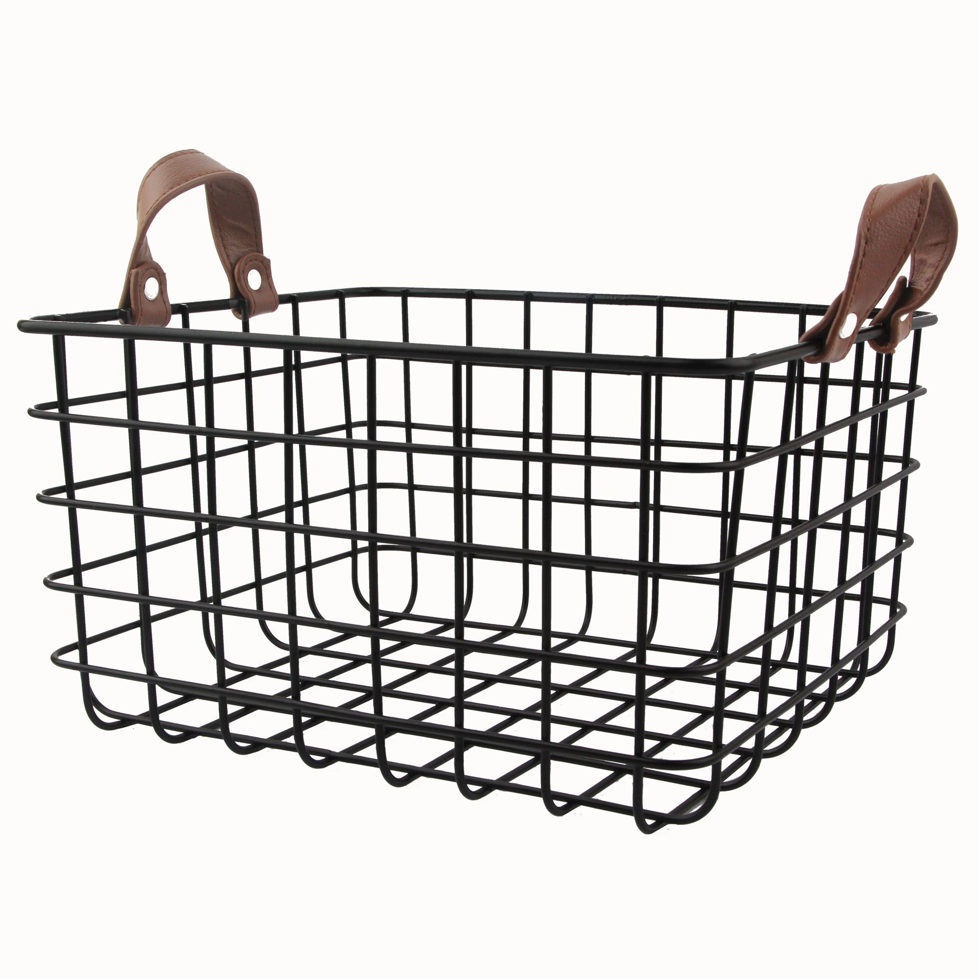 Cokun Aetna Black & brown Stainless steel Storage basket (H)15cm (W)13.5cm