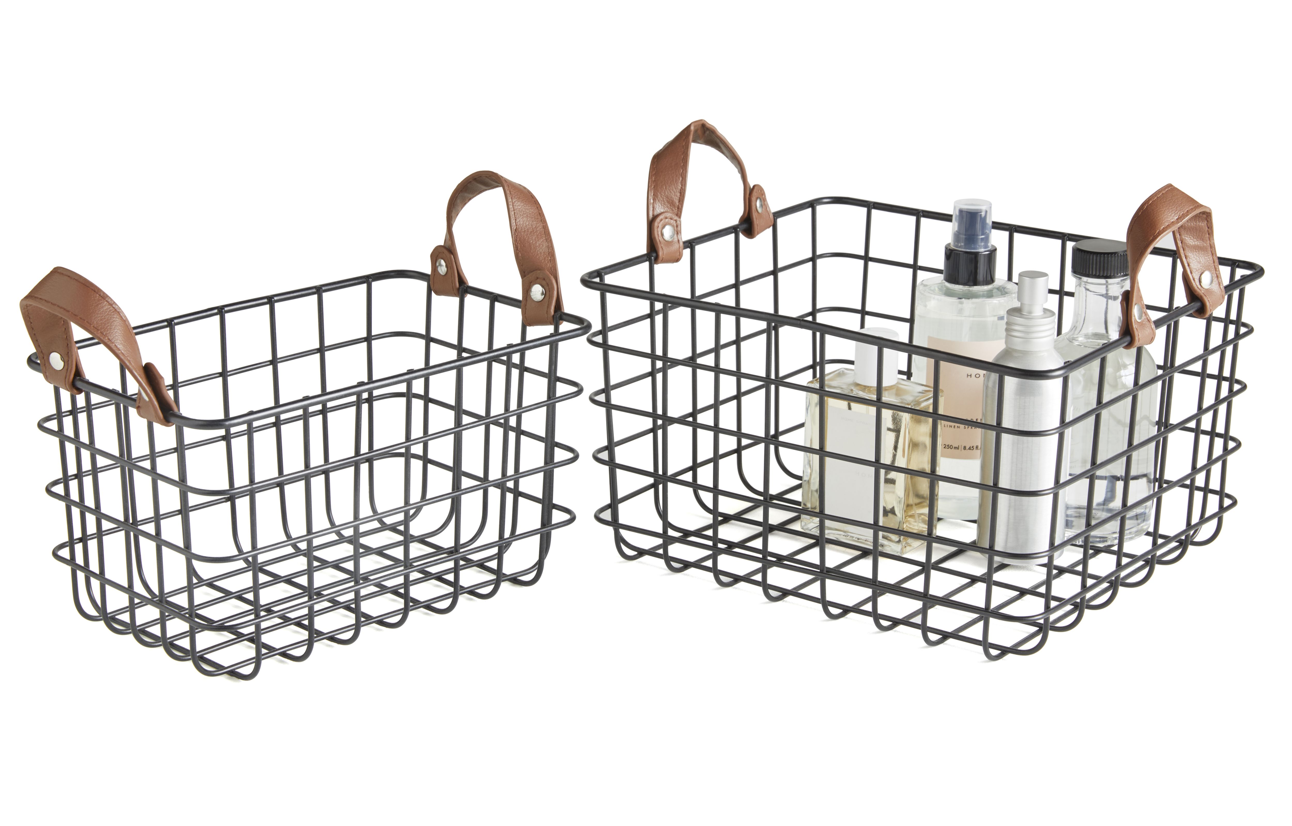 Cokun Aetna Black & brown Stainless steel Storage basket (H)15cm (W)13.5cm