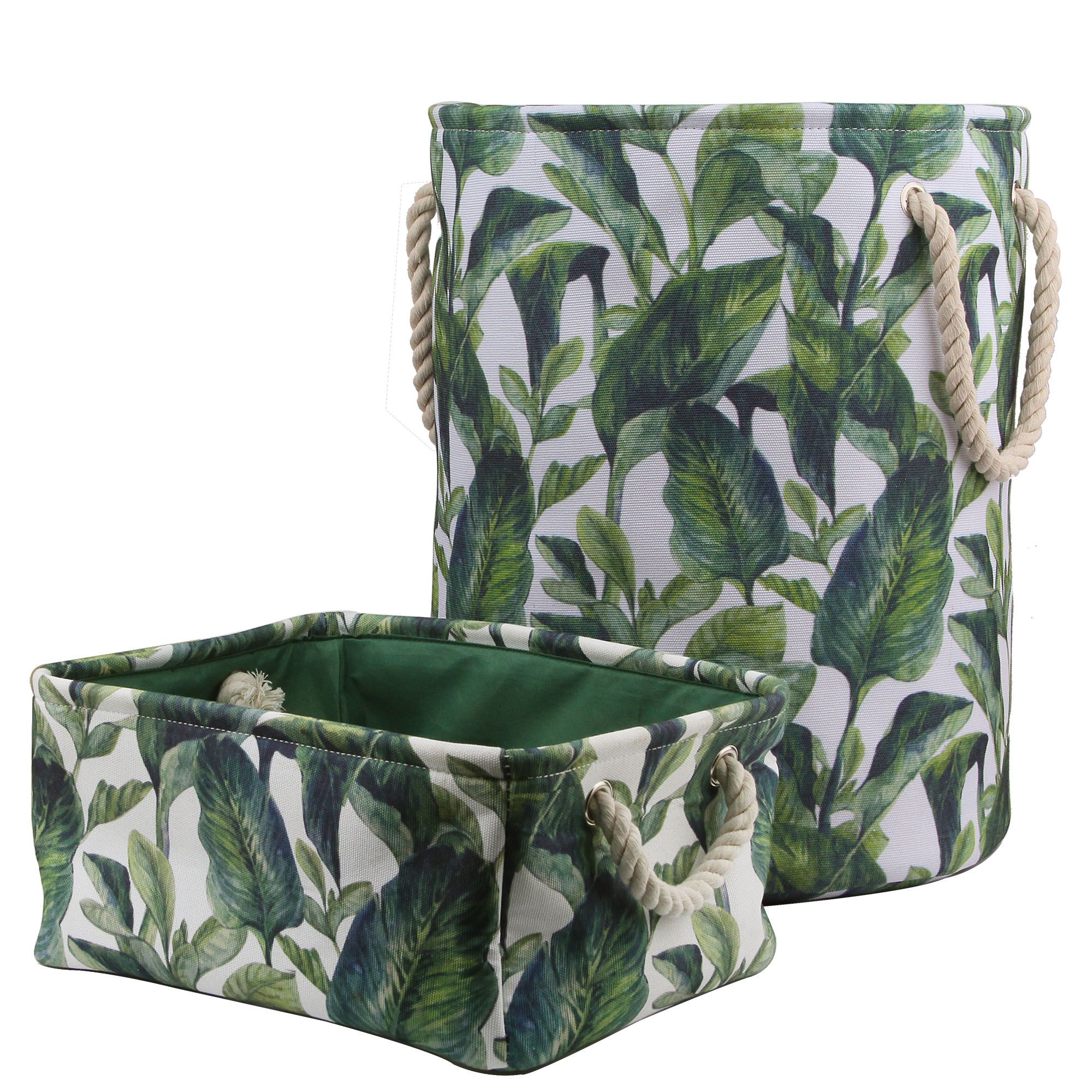 Cokun Davaar Green & white Storage basket (H)15cm (W)22cm