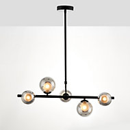 Cole Horizontal Black 5 Lamp Pendant ceiling light, (Dia)250mm